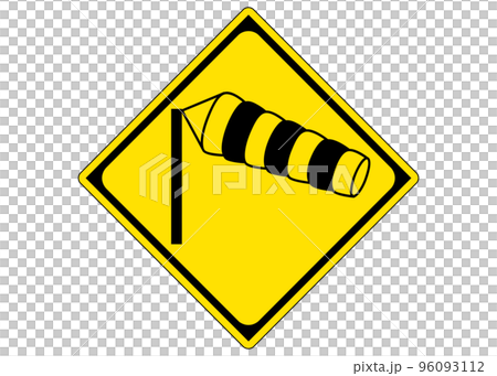 警告標誌風向袋側風警告道路標誌招牌插圖象形圖 警告標誌風向袋側風警告道路標誌招牌插圖象形圖 96093112