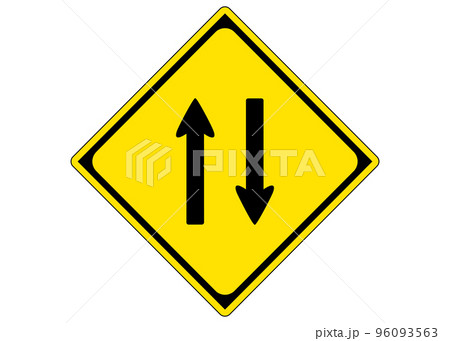 警戒標識 二方向交通 道路標識の看板のイラスト ピクトグラム 96093563
