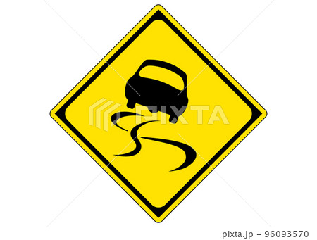 警戒標識 すべりやすい 道路標識の看板のイラスト ピクトグラム 警戒標識 すべりやすい 道路標識の看板のイラスト ピクトグラム 96093570