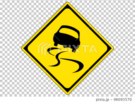 Warning sign, slippery road sign, sign illustration, pictogram Warning sign, slippery road sign, sign illustration, pictogram 96093570