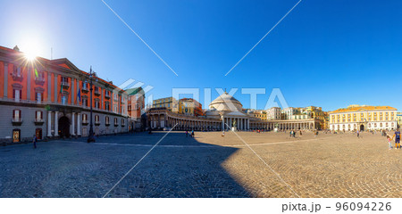 Piazza del Plebiscito and Old Architecture Buildings in Downtown City of Naples, Italy. 96094226