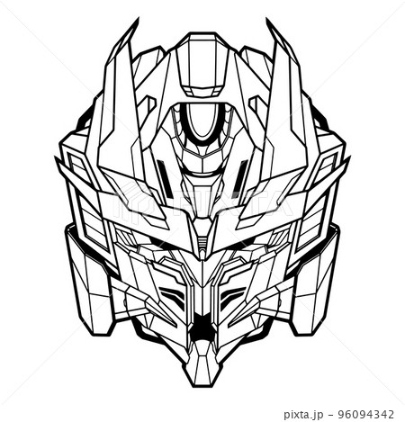 Robot head heavy mech. Transparency friendly illustration isolated on white background. Hand drawn Robot head heavy mech. Transparency friendly illustration isolated on white background. Hand drawn 96094342