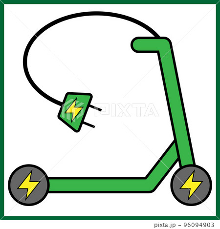 Green electric scooter. Logo of electric transport for the charging station, care for the environment Green electric scooter. Logo of electric transport for the charging station, care for the environment 96094903