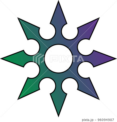 Shuriken gradient. Ninja throwing weapon. Multi-colored shuriken for a fight 96094987
