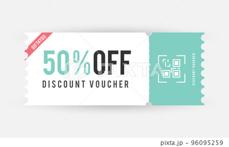 Discount gift voucher 50% off, Gift voucher template with clean and modern pattern, Coupon ticket Discount gift voucher 50% off, Gift voucher template with clean and modern pattern, Coupon ticket 96095259
