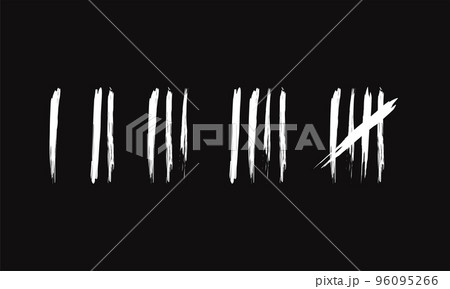 Tally counting marks, Prison wall isolated, Counting signs, Hand drawn dirty art style Tally counting marks, Prison wall isolated, Counting signs, Hand drawn dirty art style 96095266