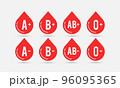 Set of Blood Type, Different blood group in the form of a drop of blood, Positive and Negative Type of Blood Pictogram 96095365