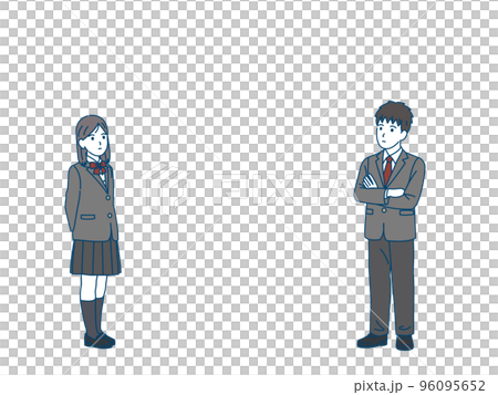 Illustration of male and female students thinking Junior high and high school students Illustration of male and female students thinking Junior high and high school students 96095652