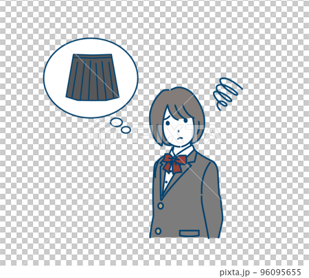 Illustration of a female junior high school student who is not good at uniform skirts Illustration of a female junior high school student who is not good at uniform skirts 96095655