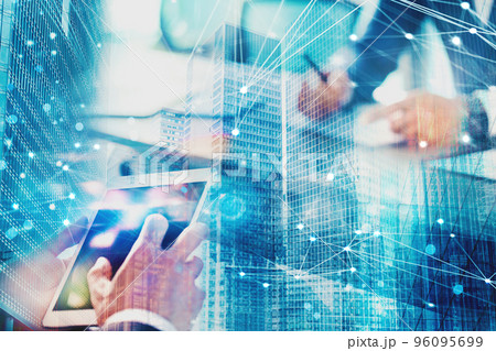 Businessperson in office connected on internet network. concept of partnership and teamwork Businessperson in office connected on internet network. concept of partnership and teamwork 96095699