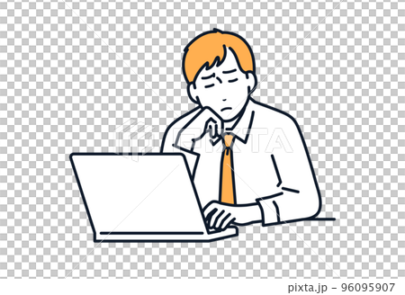 Simple vector illustration material of a young man who is unwell Simple vector illustration material of a young man who is unwell 96095907