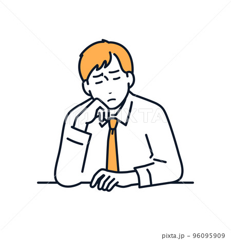 体調不良の若い男性のシンプルなベクターイラスト素材 96095909
