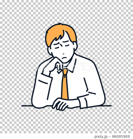 体調不良の若い男性のシンプルなベクターイラスト素材 96095909