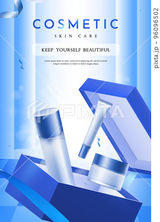 Set of Cosmetic Products for Skin Care with Open Gift Box 96096502