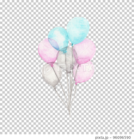 Watercolor air balloon. Greeting decor. 96096590