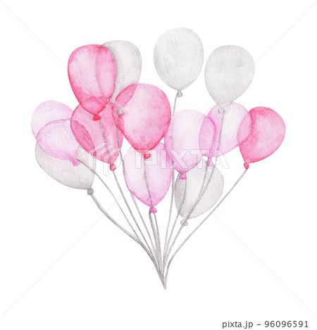 Watercolor air balloon. Greeting decor. 96096591