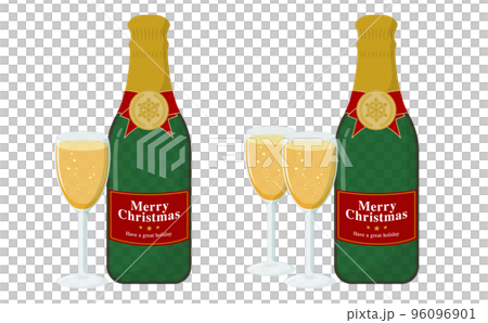 Set of Christmas champagne bottle and champagne glass _ Christmas color 96096901