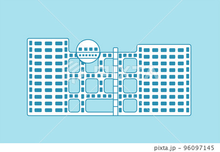 東京ランドマーク・有名な建物 / ビル イラスト | お台場 フジテレビ社屋 96097145