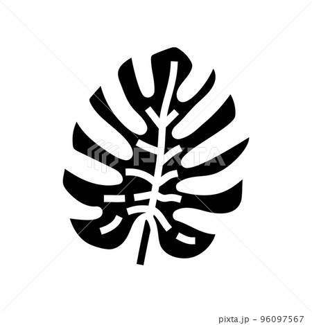 monstera tropical leaf glyph icon vector illustration 96097567