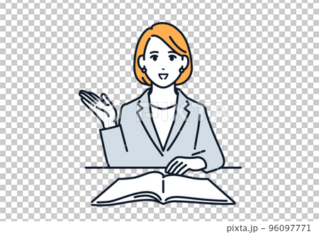 Simple vector illustration material of a young woman at the reception Simple vector illustration material of a young woman at the reception 96097771
