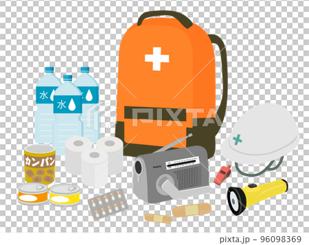 防災バッグと防災グッズ 96098369