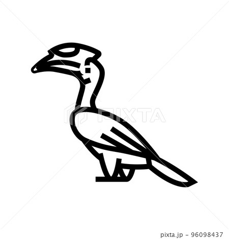 malabar pied hornbill bird exotic line icon vector illustration 96098437