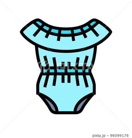 neck romper girl baby cloth color icon vector illustration 96099176
