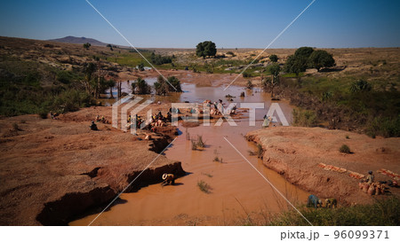 Mining of gems, gold and sapphires. Ilakaka Ihosy District, Ihorombe Region, Madagascar Mining of gems, gold and sapphires. Ilakaka Ihosy District, Ihorombe Region, Madagascar 96099371