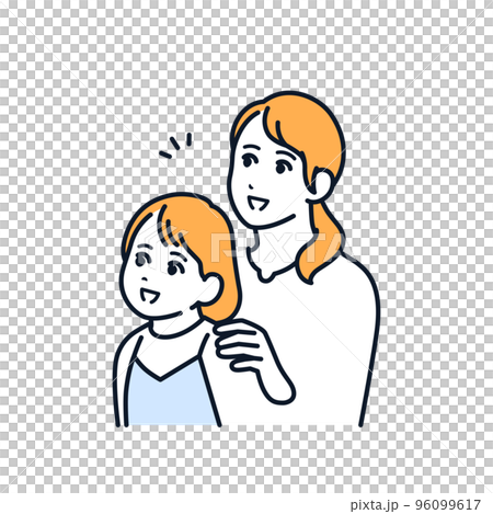 喜ぶ親子のシンプルなベクターイラスト素材 96099617