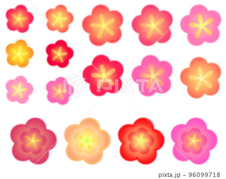 暈しピンクに梅の花 （付下げ 四角に刺繍の花柄模様 暈し 一重梅色  