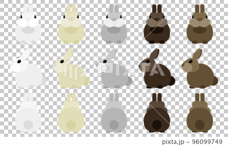 5色のうさぎのイラストセット 5色のうさぎのイラストセット 96099749