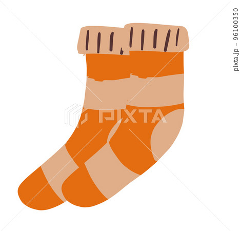Pair of orange socks isolated on white. Doodle vector illustration Pair of orange socks isolated on white. Doodle vector illustration 96100350