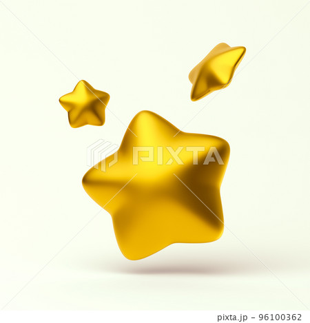 Rang stars simple gold icons 3d illustration on light pastel background for rang, rating, achievements. Minimal concept. 3d rendering isolated. 96100362