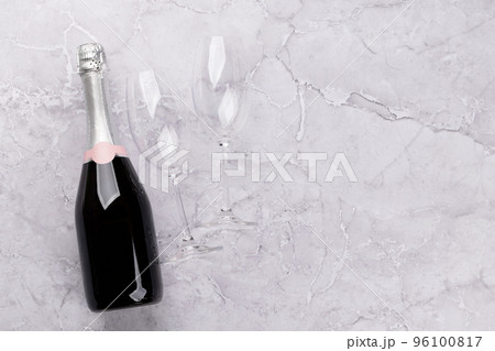 Champagne bottle and glasses Champagne bottle and glasses 96100817