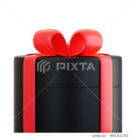 Realistic black gift box with red ribbon bow. Concept of abstract holiday, birthday, Christmas or Black Friday present or surprise. 3d high quality isolated render Realistic black gift box with red ribbon bow. Concept of abstract holiday, birthday, Christmas or Black Friday present or surprise. 3d high quality isolated render 96101191