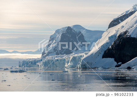 Antarctic landscape with glacier and mountains 96102233