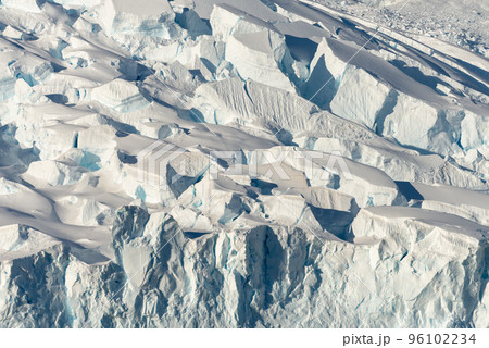 Glacier with crevasse in Antarctic mountains 96102234