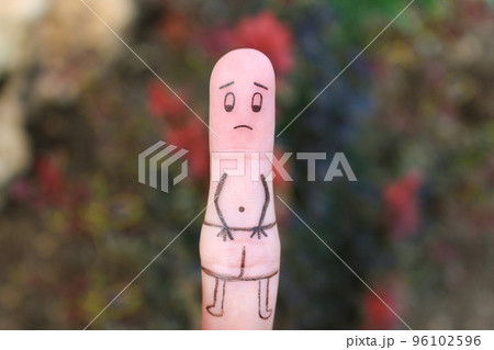 Finger art of sad man. Concept of impotence. Finger art of sad man. Concept of impotence. 96102596