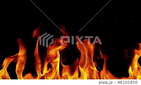 Fire flames isolated on black background. Fire flames isolated on black background. 96102850