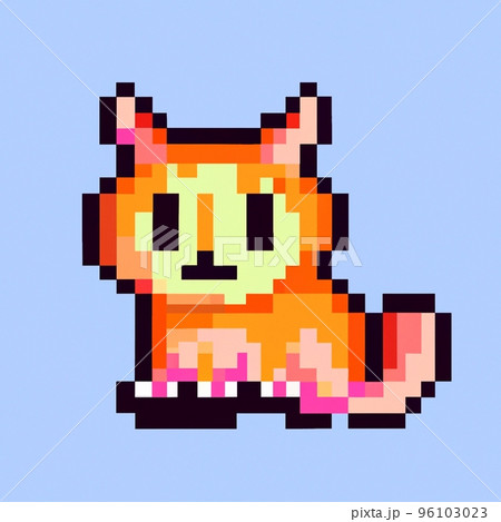 Cute kitten 8 bit pixel art illustration icon 96103023