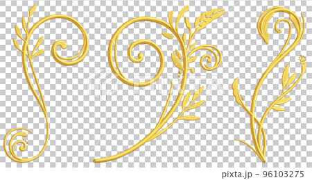 Three-dimensional hand-painted gold ivy pattern set raster material Three-dimensional hand-painted gold ivy pattern set raster material 96103275