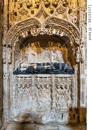 Inside the catholic church of San Nicolas de Bari in Burgos, Spain, located next to the Camino de Santiago 96103371