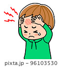 額をぶつけて痛がる子ども 96103530