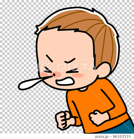 くしゃみをしている子ども くしゃみをしている子ども 96103533