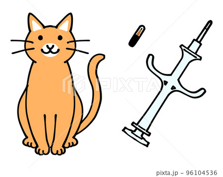 猫とマイクロチップのイラスト素材 猫とマイクロチップのイラスト素材 96104536