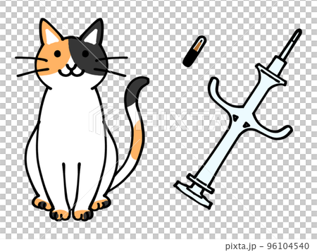 猫とマイクロチップのイラスト素材 96104540