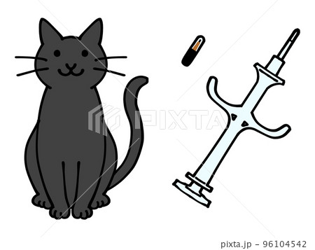 猫とマイクロチップのイラスト素材 96104542