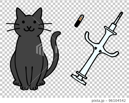 Cat and microchip illustration material 96104542