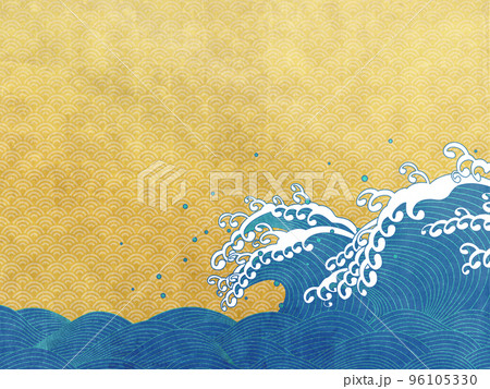 大波 金屏風風背景素材 大波 金屏風風背景素材 96105330