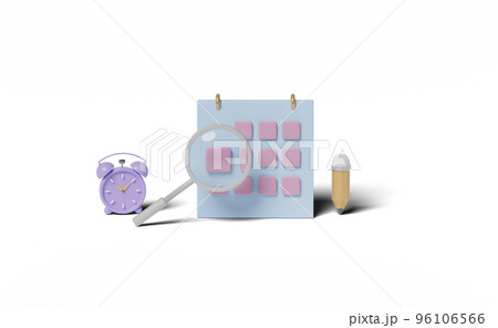 3d blue calendar with purple alarm clock time morning 3d blue calendar with purple alarm clock time morning 96106566